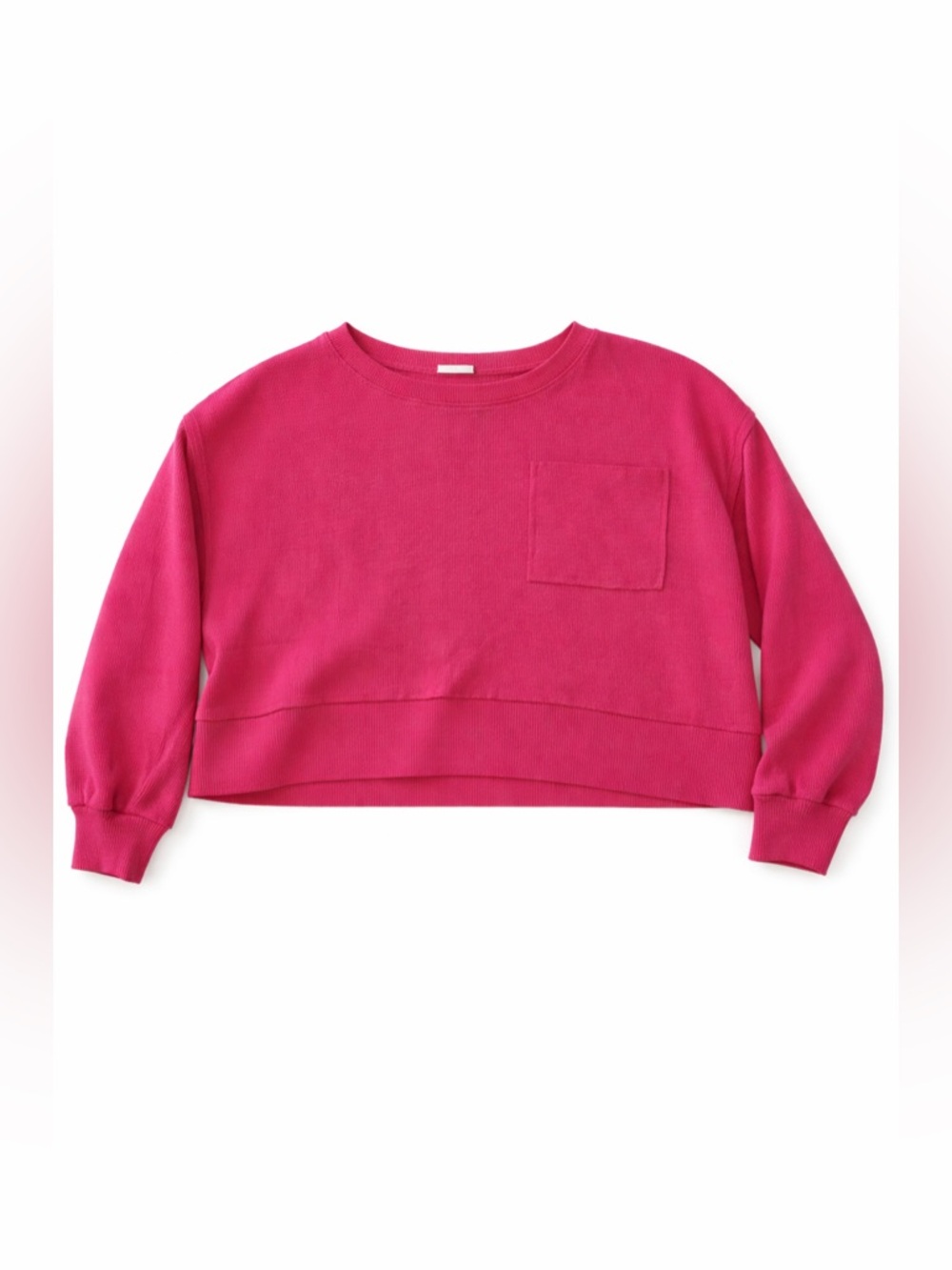 Altar'd State Waffle Knit Top Small Pink Cropped Oversized Thermal Boho